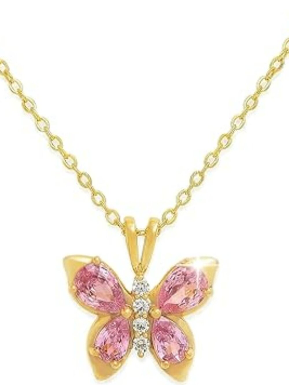 NEW Gold Plated Crystal Butterfly Necklace Dainty Cute Sparkling Cubic Zirconia